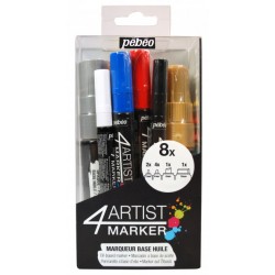 SET 8 COLOR 4ARTIST MARKER 2+4+8+15 MM OIL-BASED PAINT MARKER